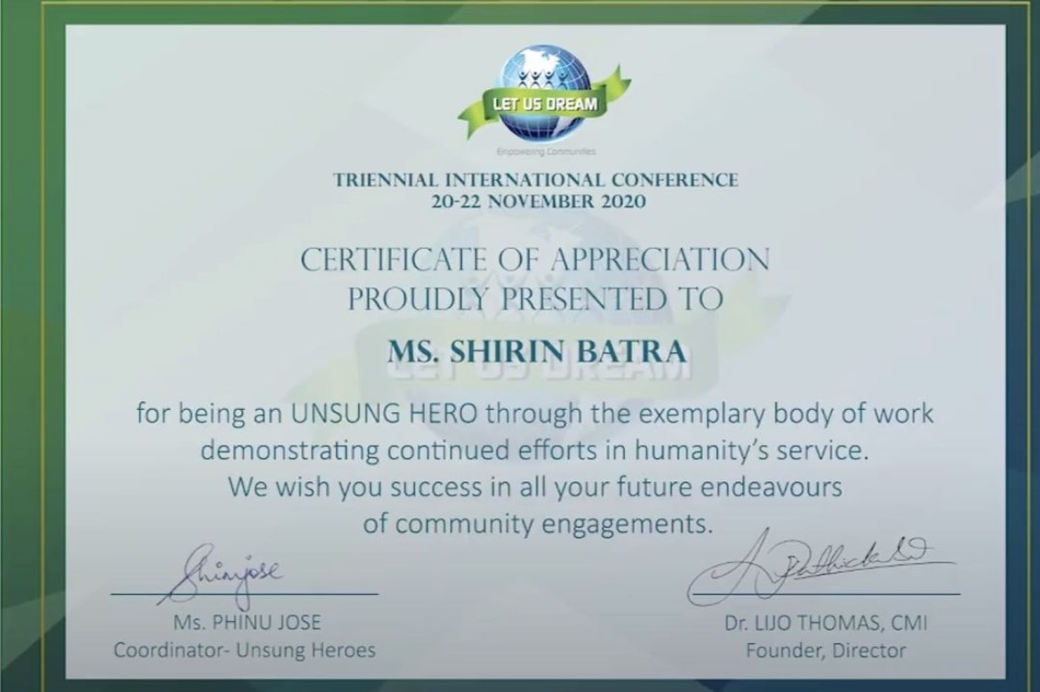 Let us dream conference - Unsung Hero Award